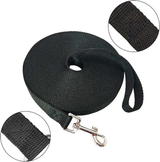 Nylon Training Dog Leash for Small Medium Large Dogs, Camping - Black / 1" x 100ft - image 2