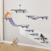Cat Wall Shelves, Space-Saving Wood Cat Wall Furniture for Indoor Cats – Essentials for Cats - Grey
