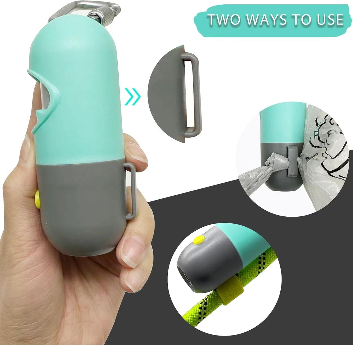 Dog Poop Bag Holder Dispenser with LED Flashlight – Essentials for Dogs - Crystal Blue - image 4