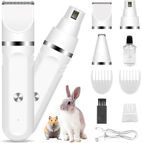 Guinea Pig & Rabbit Grooming Kit 2 in 1 – Cordless Hair Clipper & Nail Grinder for Small Animals– Low-Noise Rechargeable Nail Clippers Electric
