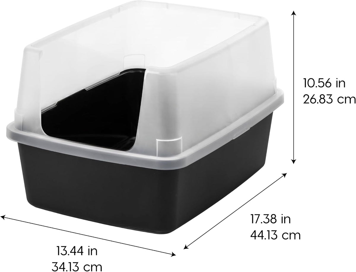 IRIS USA High Sided Cat Litter Box, Scatter Shield - Small / Black - image 2