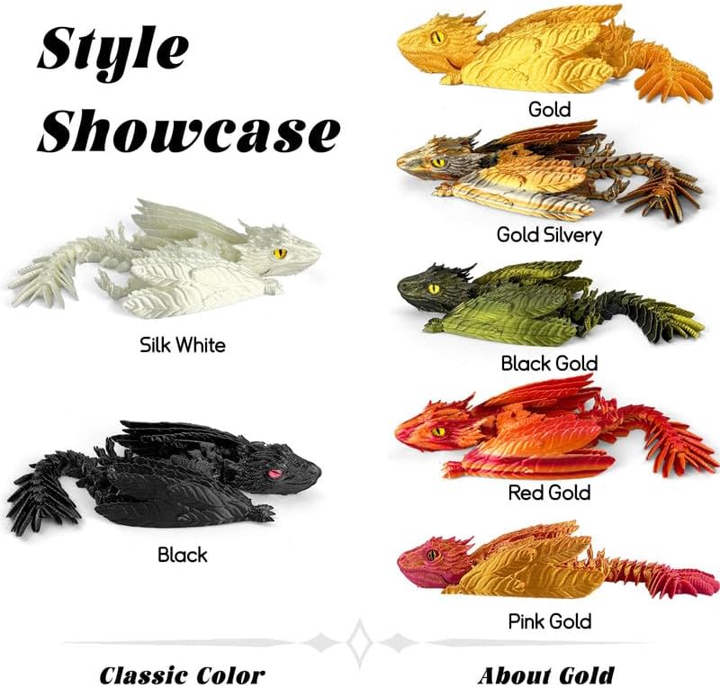 Feathered Wyvern Dragon, 3D Printed Dragon - Red Gold - image 4