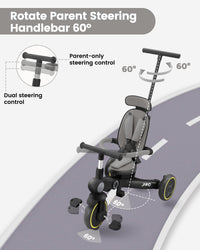 JMMD 7-in-1 Toddler Tricycle for Ages 1-5 - Black - image 3