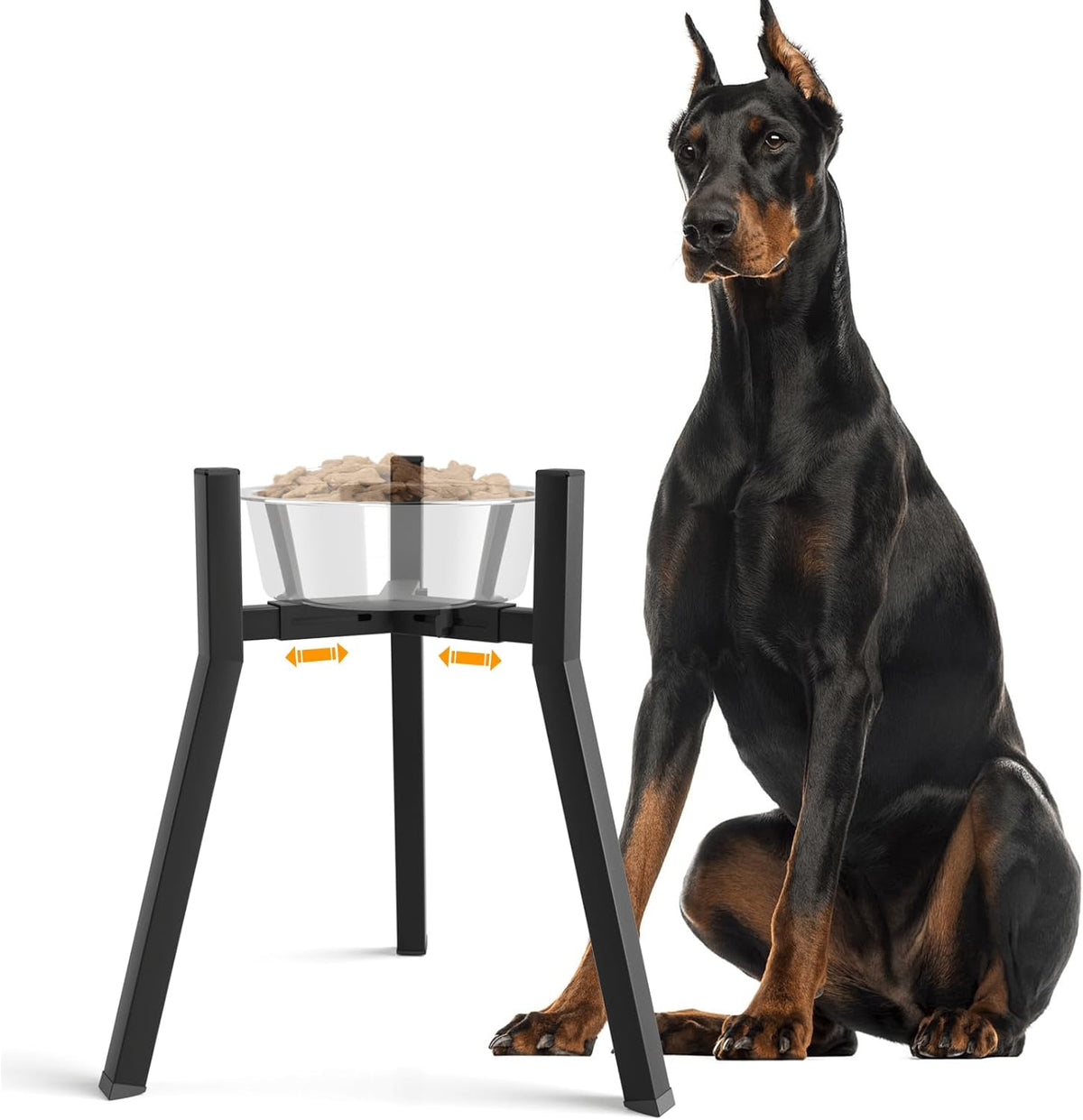 Dog Bowl Stand for Medium Large Dogs - 1 Pack - Black, Square / Height: 16.9", Width: 8.3-12.6"