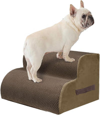 PAWSCRAT 4-Step Pet Stairs for High Beds & Sofas - Brown / 2-step 11.8"H
