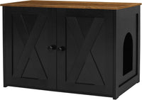 Cat Litter Box Enclosure, Hidden Litter Box Furniture - Black+Warm Brown