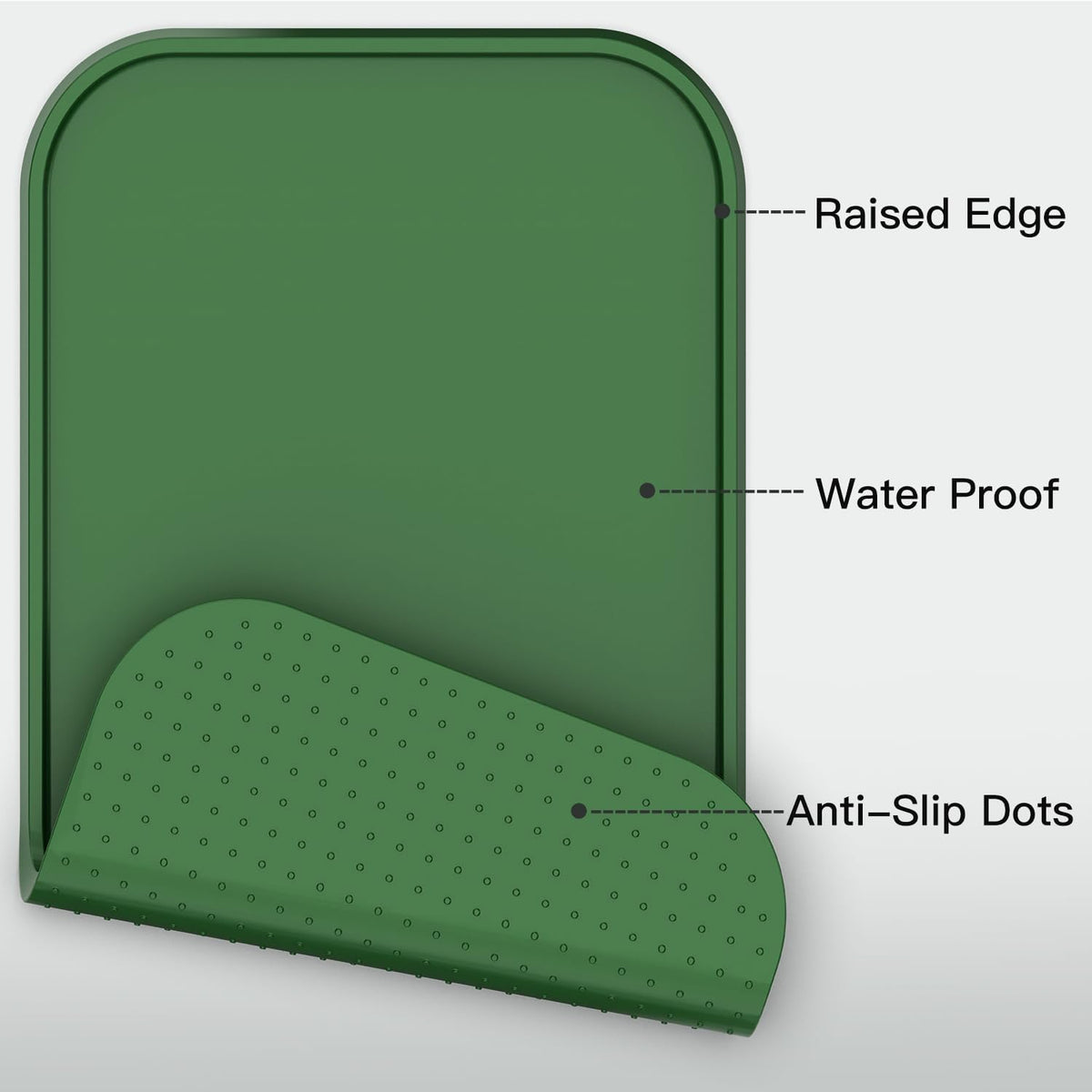 Feedoo Pet Feeding Mat [Warped Resistant Raised Edge] - 23.5"L x 13.5"W / Green - image 3