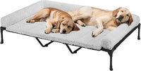 Veehoo Cooling Elevated Dog Bed Add Removable Deluxe Rose Plush Bolster Cushion Mat, 59" x 37" Washable Dog Couch Bed, Raised Pet Cot with Breathable Teslin Mesh, No-Slip Feet, Grey, CWC2439B
