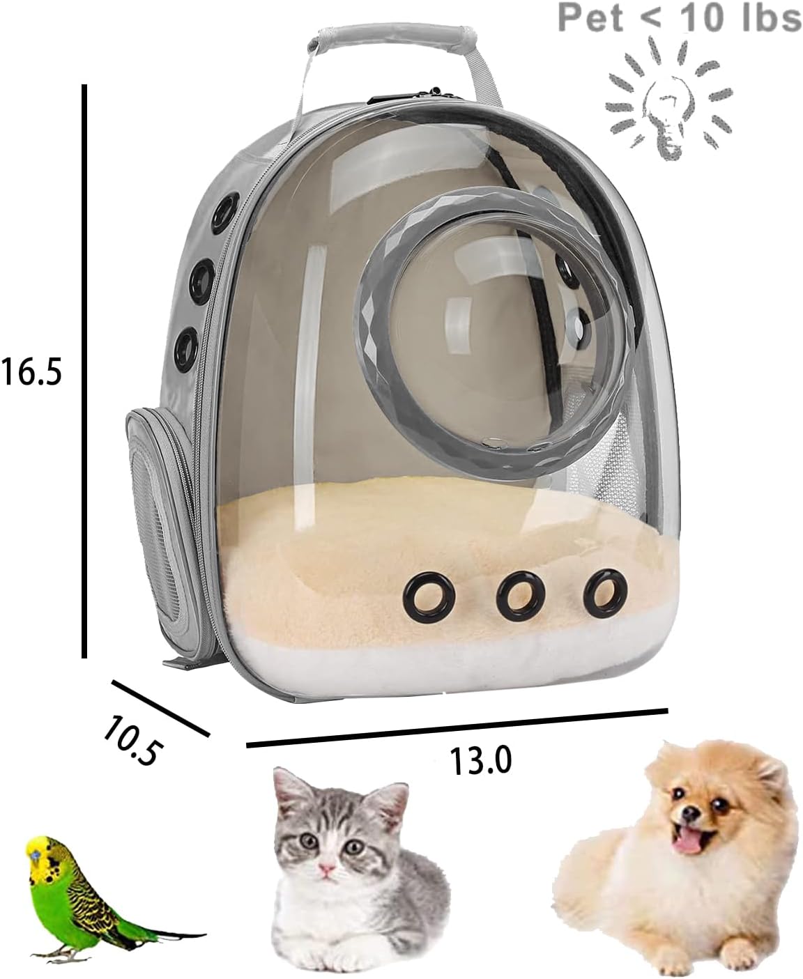 Bubble Cat Carrier Backpack - Grey / Backpack - image 2