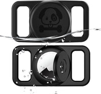 2 Pack Waterproof AirTag Dog Collar Holder Compatible with Apple AirTag, Silicone Hidden Loop Holder for Airtag Tracker, Anti-Lost Dog Collar Air Tag Accessories(Black,Black)