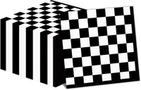 100 Pack Black and White Checkered Flag Party Napkins Disposable Race - 50 / Black and White Checkered