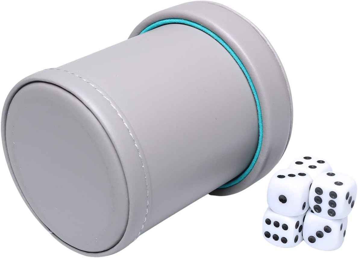 Leatherette Dice Cup with Lid Includes 6 Dices - Lakeblue - image 4