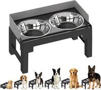Elevated Dog Bowls for Medium and Large Dogs - 2 Stainless Steel Bowls / Grey