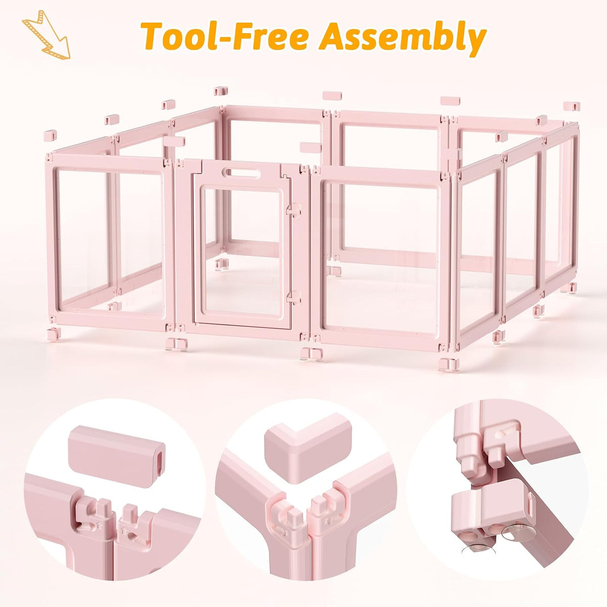 DIY Clear Acrylic Dog Playpen House - Skin Pink / 12PCS / 23.6"H - image 3
