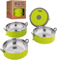 Healthy Human Travel Pet Bento Bowls - 3-Bowl Set / Green