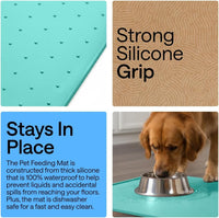 GORILLA GRIP Dog Food Mat, 100% Waterproof Silicone, 16x10 Beige – Essentials for Dogs - Turquoise / 23"l X 15"w - image 3