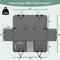 Dog Car Seat Cover for Back Seats 100% Waterproof with Metal Buckle Mesh Window Scratch Proof Heavy Duty Rear Backseat Protector Hammock for Pet, SUV Truck Vehicle Accessories, 54" x 58", Grey