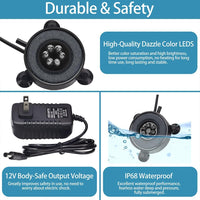 DaToo Aquarium LED Air Bubble Stone Disk 2 Inch with 6 Dazzle Color - 4 inch - image 4