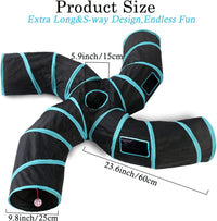 Upgraded Cat Tunnel Toy with 5 peek-a-Boo Windows - 4-way Black - image 2