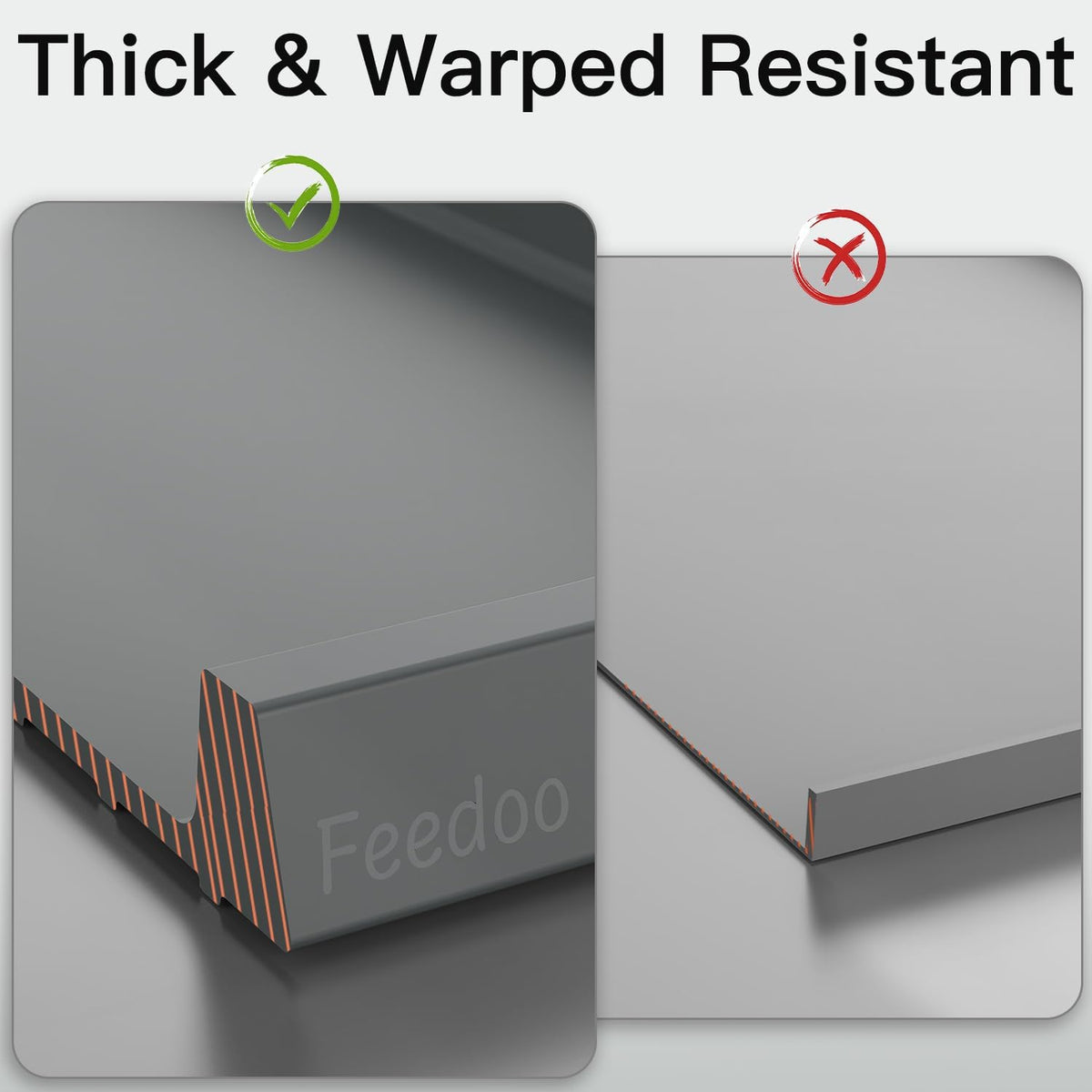 Feedoo Pet Feeding Mat [Warped Resistant Raised Edge] - 28.5"L x 16.5"W / Gray - image 2