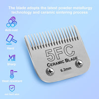 10# Grooming Ceramic Pet Clipper Blades Compatible with Andis & Oster - Silver / 5FC 6.3mm (2 Pack) - image 2