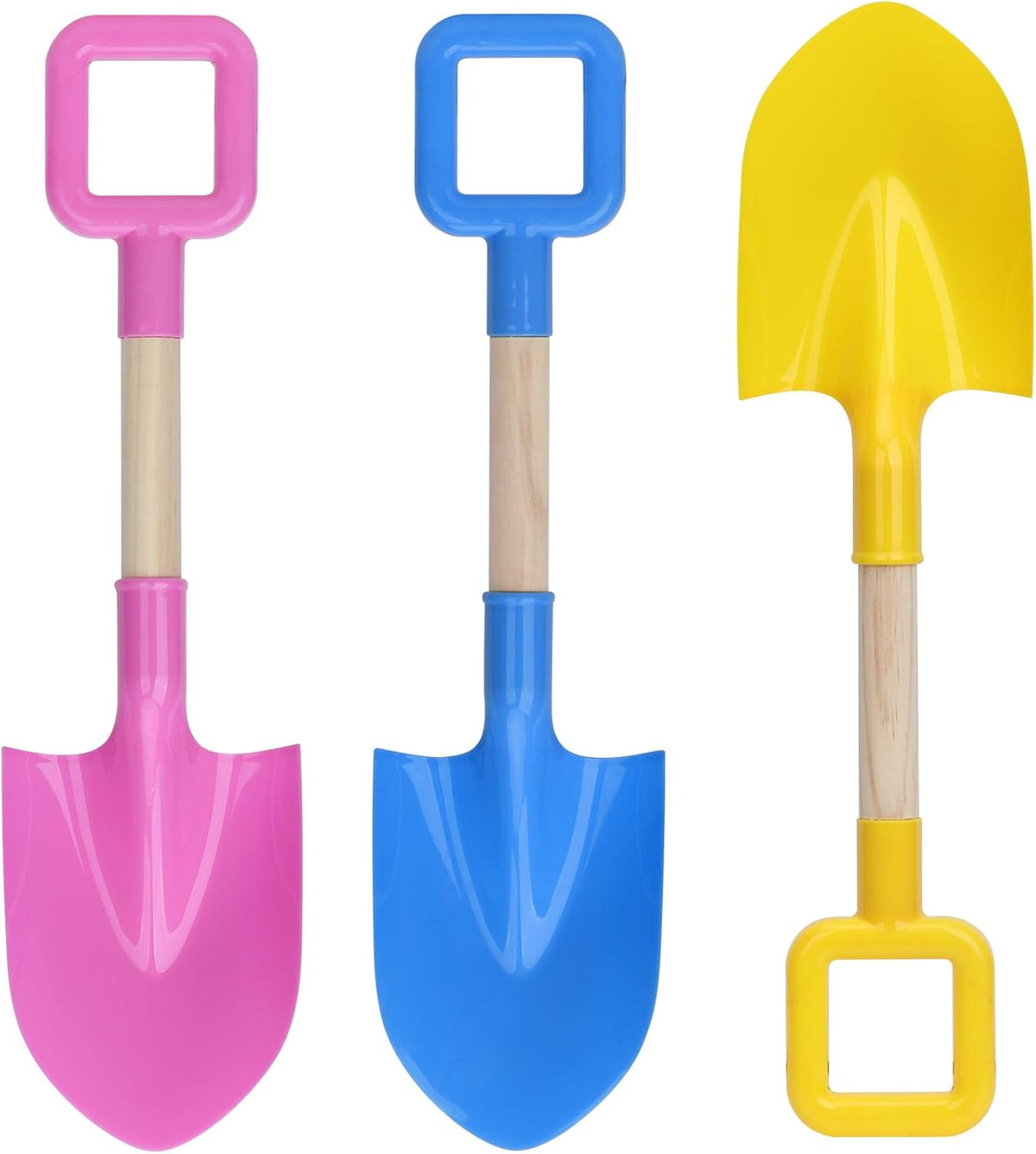 Amarlozn 16 inch kids beach sand shovels with long wooden handles, avocado color set of 3 - view 2