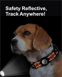 TagME Airtag Dog Collar,Waterproof Reflective Pet Collar with Airtag Holder,Soft Padded and Double D-Rings for Medium Dogs,Orange