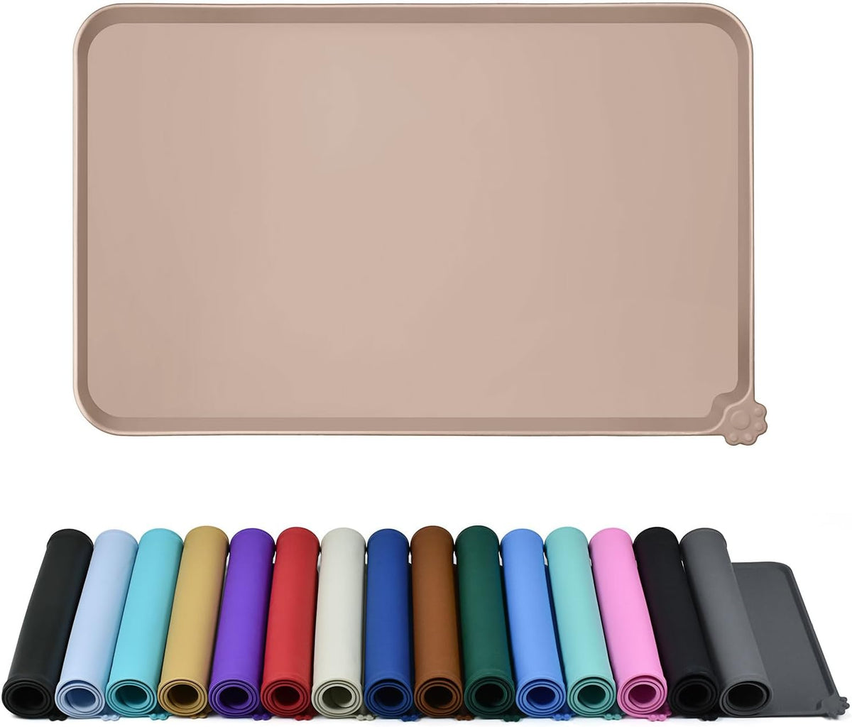 Reopet Silicone Pet Feeding Mat - Taupe / 18.5" x 11.5"