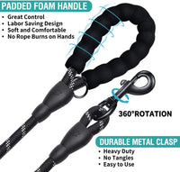 COOYOO 2 Pack Dog Leash 5 FT Heavy Duty - 1/2"x 5 FT (18~120 lbs.) / Set 2-Black+Blue - image 3