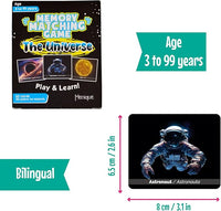 Menique Universe Memory Matching Game – 60 Cards (30 Pairs) – Bilingual Space Game with Planets, Stars & More – Educational for Kids and Adults