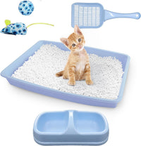 PAWISE Cat Litter Box Set, Small Kitten Starter Kit - Blue