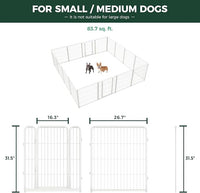 FXW Homeplus Unleashed Indoor Dog Playpen - Stress-Free and Safe Play, Heavy Duty 32 Inch 16 Wire Panels Dog Pen for Small and Medium Dogs, White│Patented