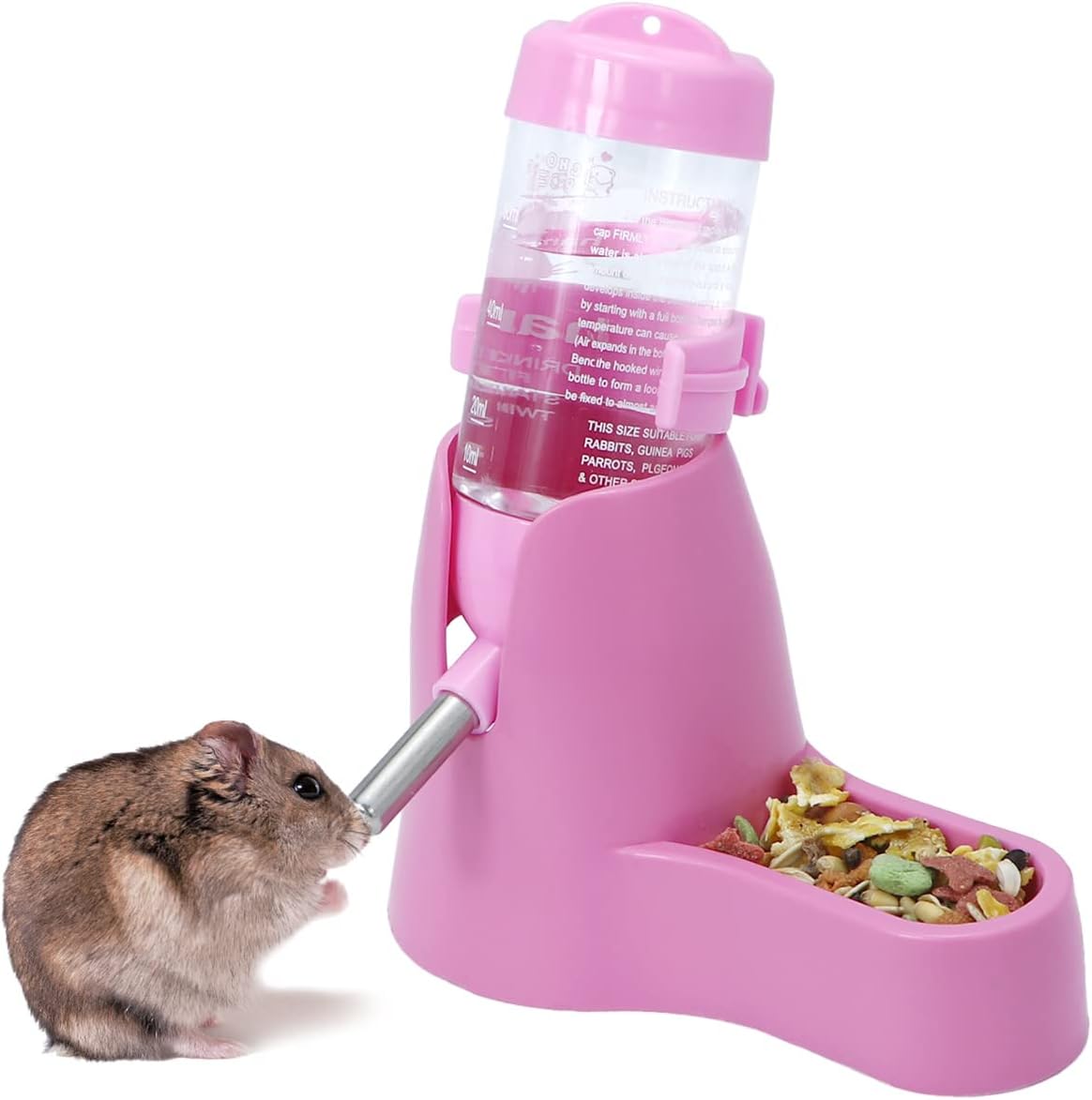 Wontee Hamster Water Bottle Water Dispenser Hamster Silent Exercise - Pink / 80ML - image 3