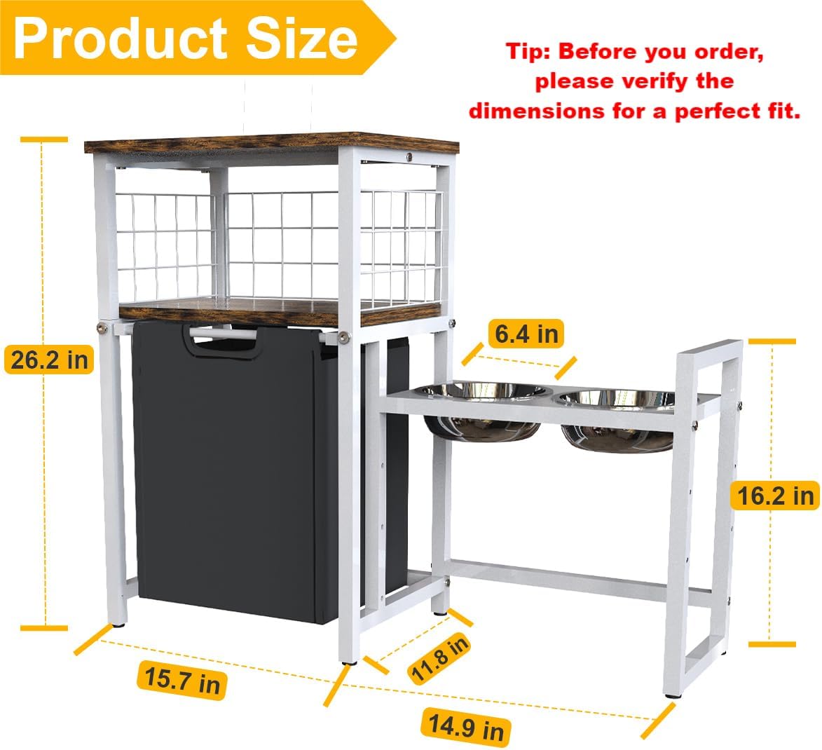 30.6Long x 26.2 High Elevated Dog Bowl Stand with Storage - White - image 2