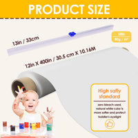 Funto finger paint paper roll, 12 x 400 inch white paper with slide cutter - view 4