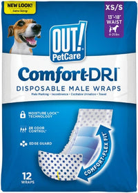 OUT! PetCare Male Dog Diapers, Disposable Belly Bands - XS/S / 12 Count