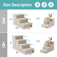 COZY KISS Dog Stairs with Storage, 16.7" H Wider Dog Steps - Beige / 3 / 28.5x17x16.7 inch - image 2