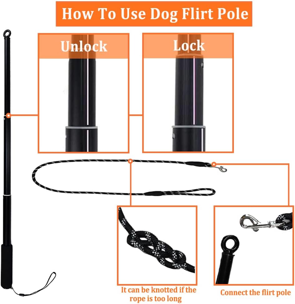 ASOCEA Flirt Pole with Tug Toy for Small Medium Large Dogs Outdoor - image 3