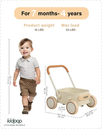 PULA Baby Push Walker with Wheels Toddler Wagon for First Learner - White - image 2