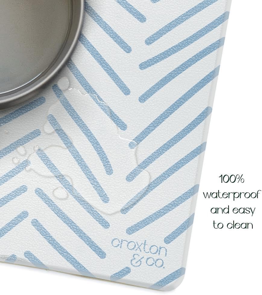 CROXTON & CO. Non-Slip Faux Leather Pet Feeding Mat for Dog Bowls - Herringbone - image 4
