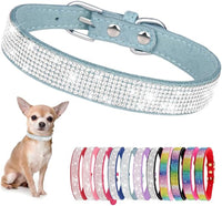 Rhinestone Dog Collar for Small Dogs, Bling Diamond Fancy Crystal Glitter Pretty Jewel Pet Puppy Collars for XXS XS Small Medium Large Breed Girl Dogs Female Cats Kitten, Teal XSmall