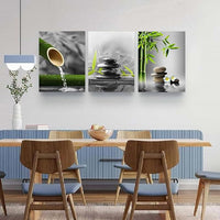 Yxbhhym-Bathroom Decor Black and White Zen Wall Art Gray Green Room Decor Zen Poster Canvas Pictures Zen Artwork for Spa Living Room Wall Decoration Wall Art Bedroom Home Decor Framed Prints Art