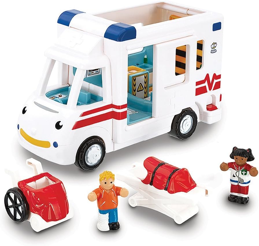 WOW Toys Robin's Rescue friction toy ambulance set with two figures, stretcher and wheelchair