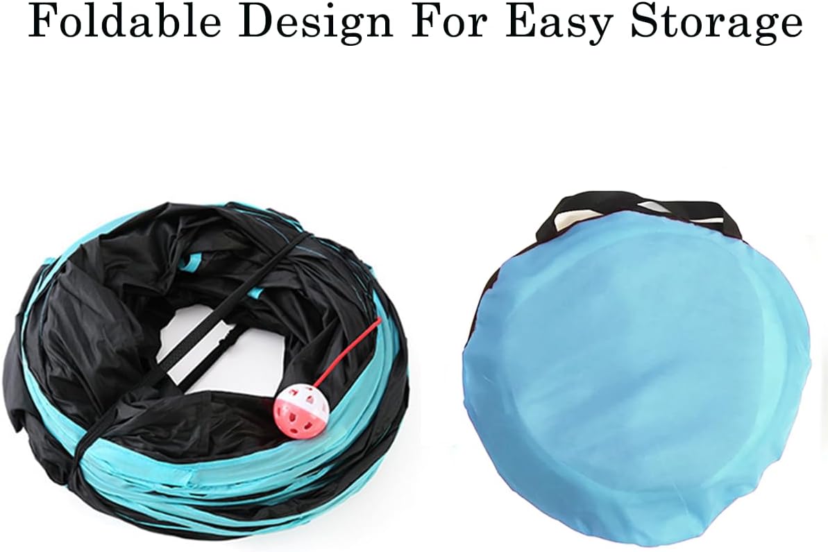 Upgraded Cat Tunnel Toy with 5 peek-a-Boo Windows - 4-way Black - image 4