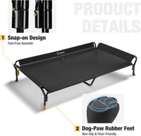 Veehoo Cooling Elevated Dog Bed - Black / 50.5"L x 33.5"W x 12.0"Th - image 4