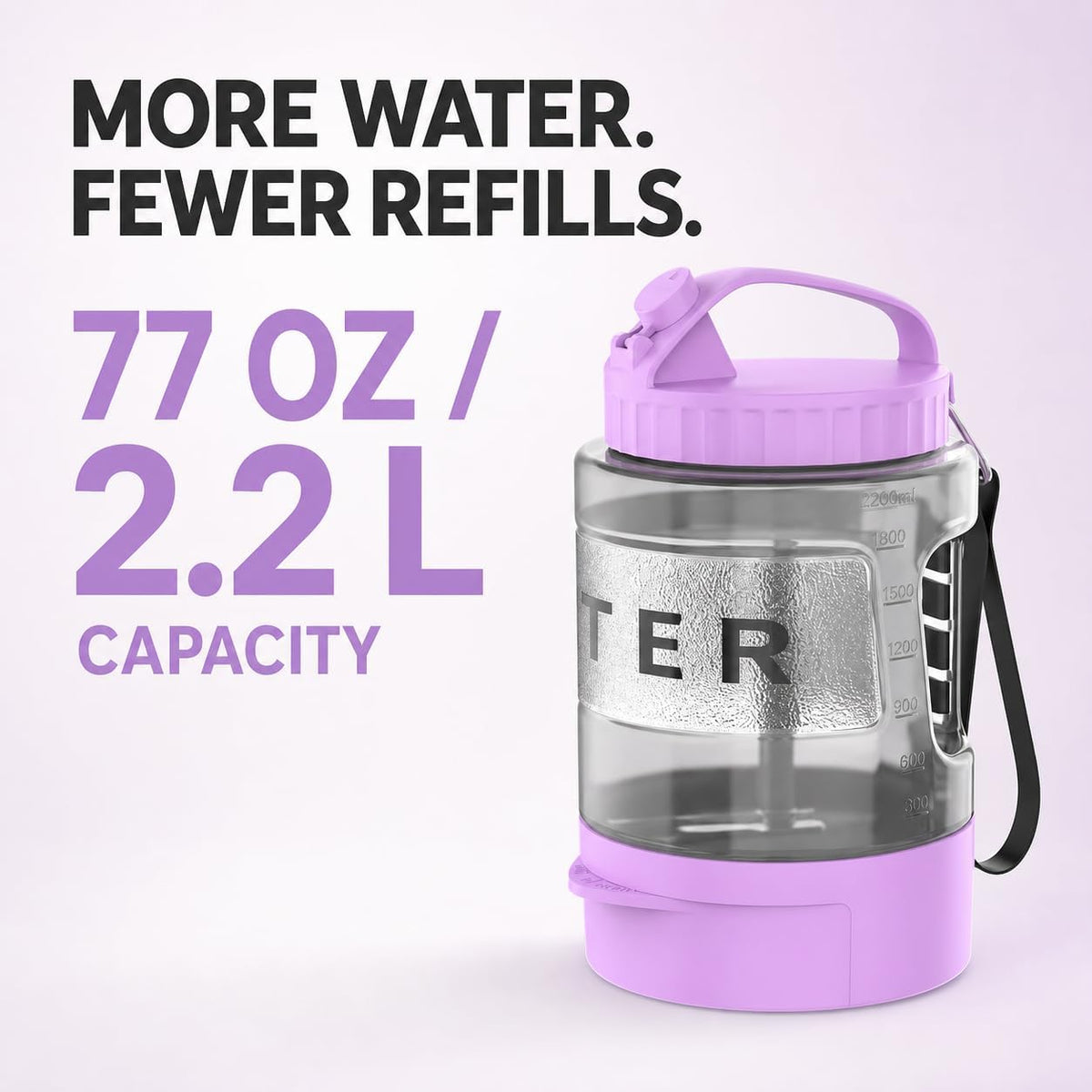 Portable Dog Water Bottle with Bowl, Large 77 oz/2.2 L, Black – Essentials for Dogs - 77oz-Macaron Purple - image 2