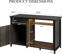 4ever2buy 55 Gallon Fish Tank Stand with LED Light & Power Outlets, 55-75 Gallon Aquarium Stand with Drawer & Barn Door, Cabinet for Fish Tank Accessories Storage for Reptile Tank, Turtle Tank, Oak