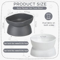 4 Pieces Plastic Tilted Elevated Cat Bowls Raised Cat Food Bowls - White and Grey - image 2