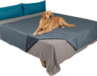 Ameritex Pet Bed Blanket Reversible 100% Waterproof Velvet Super Soft - 82x82 Inches / Blue+navyblue