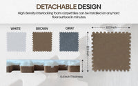 16 Carpet Squares Puzzle Mat 49" x 49" Baby Mat for Floor - Light Brown,gray,white - image 3